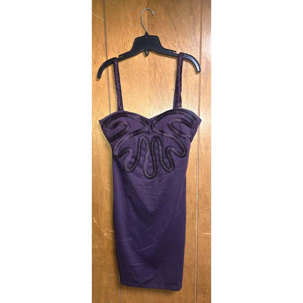 Kardashian Kollection Womens XL Purple Bodycon Mini Dress Bustier Strappy Ruched